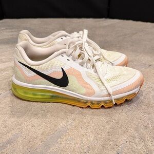 NIKE AIRMAX 2014 WHITE ATOMIC MANGO WOMAN size 9 in EUC
